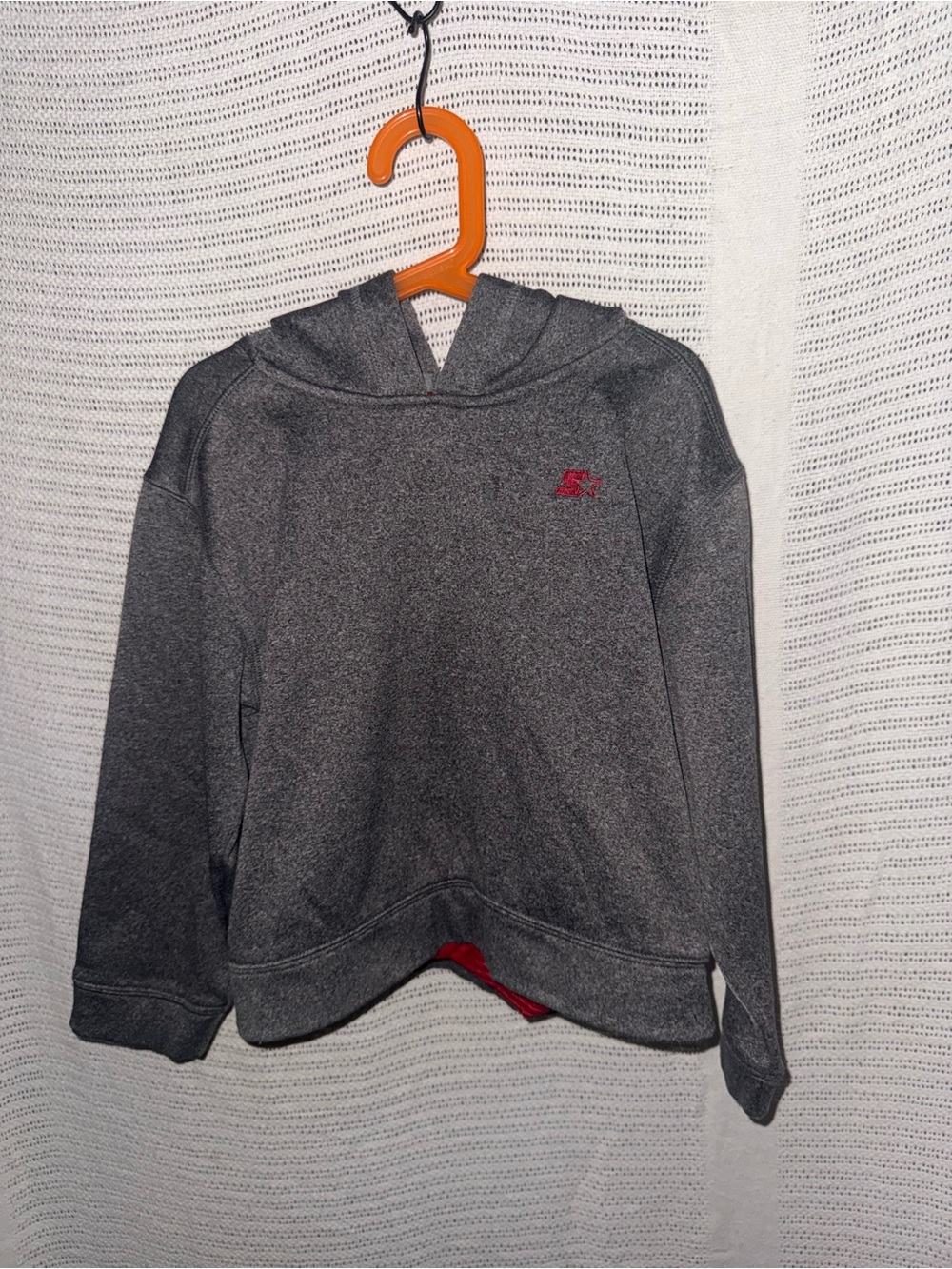 STARTER Boys' Gray Hooded Sweatshirt with Red Logo